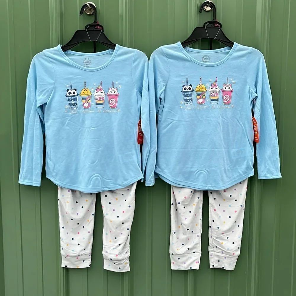 Long Sleeve Top with Jogger Pants Pajama Lounge Sleep 2pc Set 2-Pack Size S